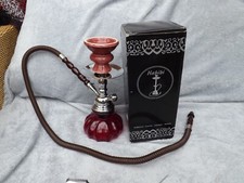 Habibi Hookah Shisha Pipe Set Red Glass Bottle Ceramic Top Long 100cm 40" Hose