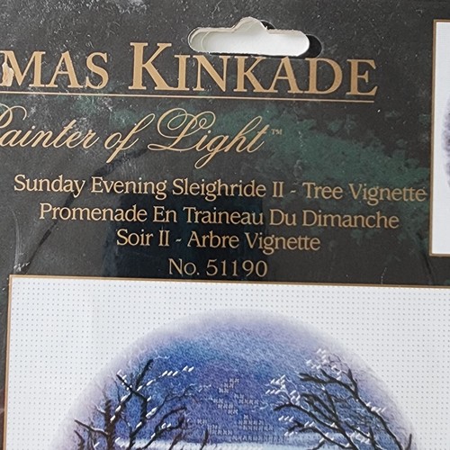 THOMAS KINKADE Printed Cross Stitch Kit Tree Winter Scene Snow Needlepoint New - Picture 9 of 21