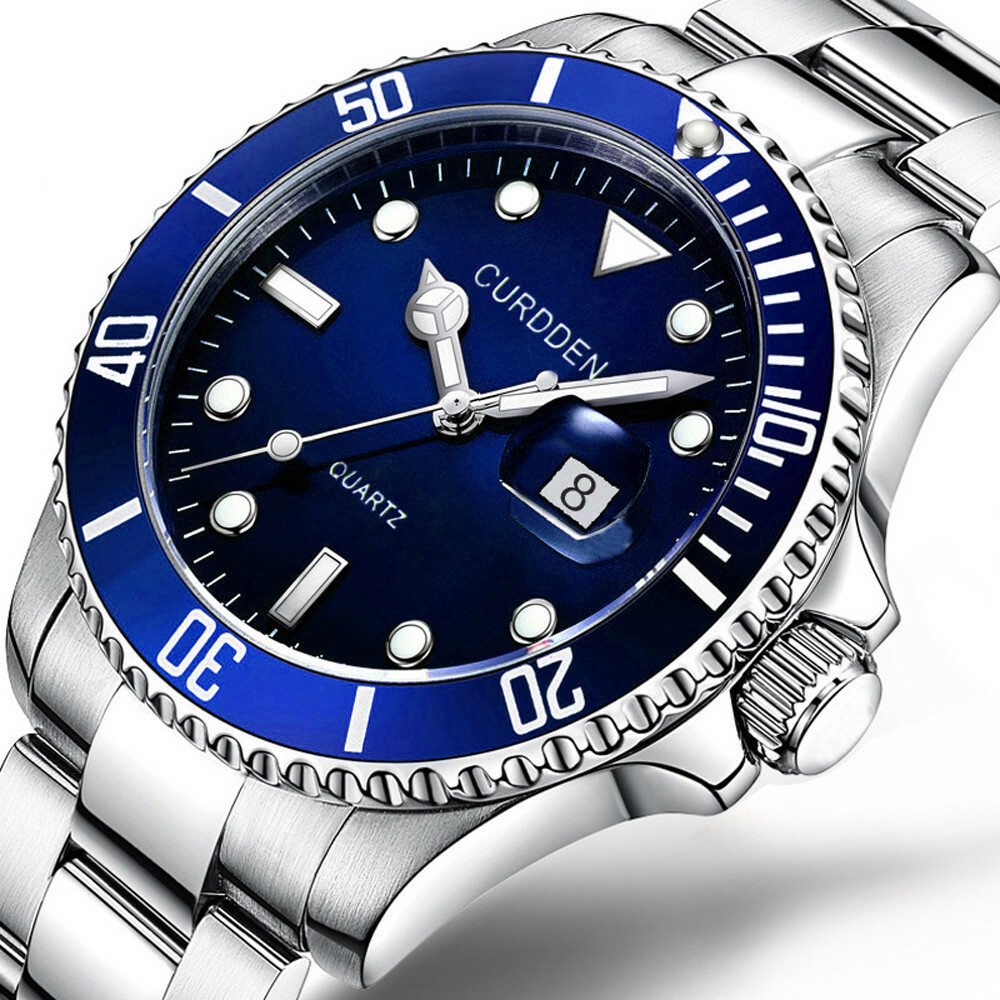 Luxury mens watches analog quartz stainless steel analog date sports