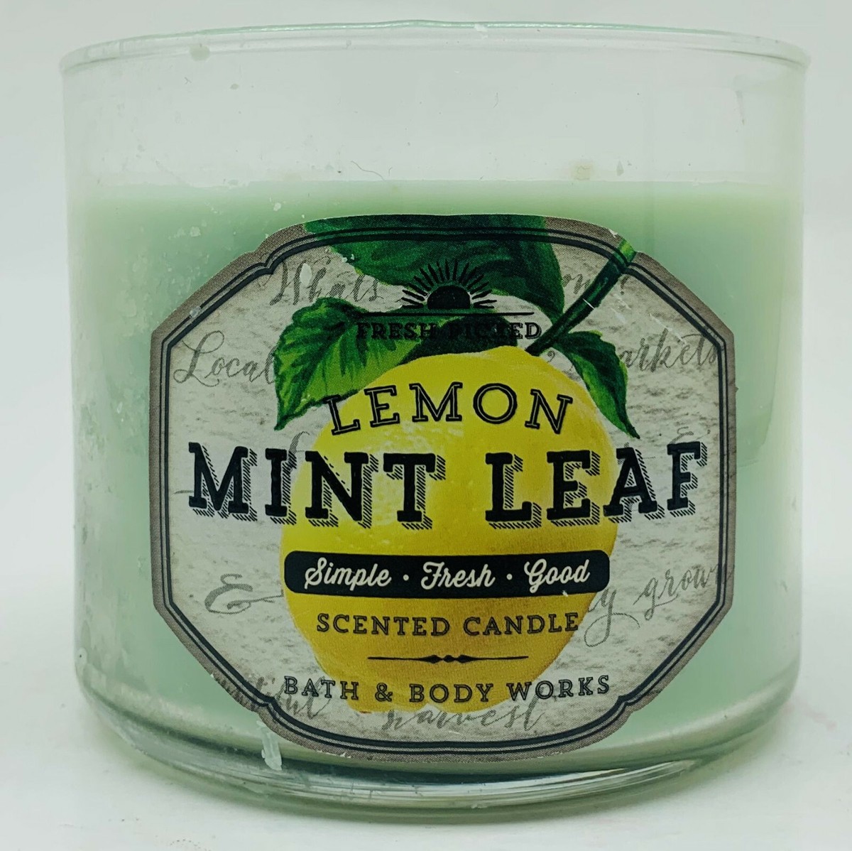 1 BROKEN Bath & Body Works LEMON MINT LEAF 3-Wick Large 1 BROKEN Bath & Body Works LEMON MINT LEAF 3-Wick Large