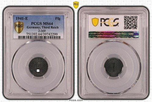 Third Reich 1 Pfennig 1941 E Almost Uncirculated PCGS MS64 51425