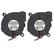 2pcs 50mm x 15mm 5015 12V Dual Ball Bearing DC Brushless Cooling Blower Fan 2Pin