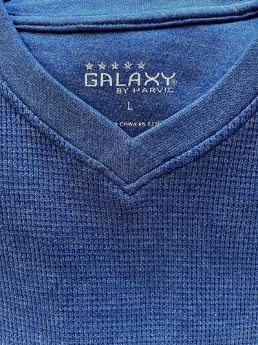 Mens Thermal Long Sleeve Shirts Premium V-Neck M-XL Galaxy by Harvic New - Picture 4 of 10