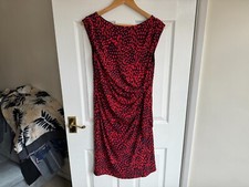 COAST RED KNEE LENGTH DRESS FITTED STRAIGHT LINED SLEEVELESS EVENING UK 14