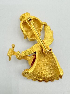 C4-4938 VINTAGE BROOCH GOLD TONE PIN 2