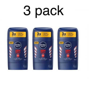3 x NIVEA MEN DRY IMPACT Stick Deodorant , 50 ml / 1.7 fl oz
