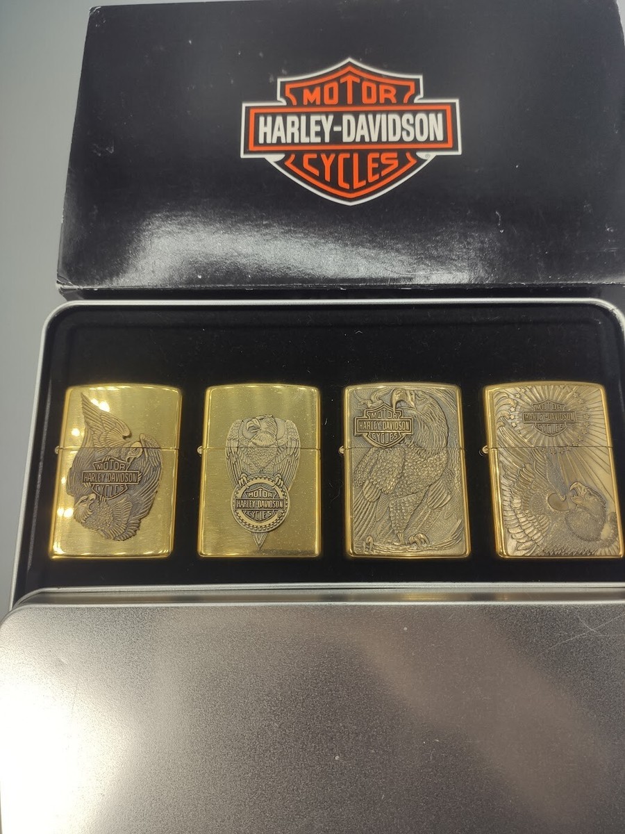 ZIPPO 真鍮製 ハワイ大学ハーレーダビットソンのセット売り Harley Davidson Brass Zippo Set of 4 - Ultra Rare - Brand