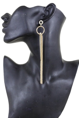 Hot Women Gold Earrings Metal Fringe Chain Long Tassel Hook Fashion Spike Charm - 第 3/12 張圖片