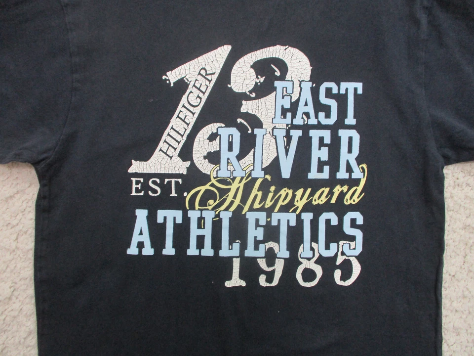 Tommy Hilfiger Shirt Extra Large Youth Navy Blue East River Casual Cotton Boys - Image 2 of 4