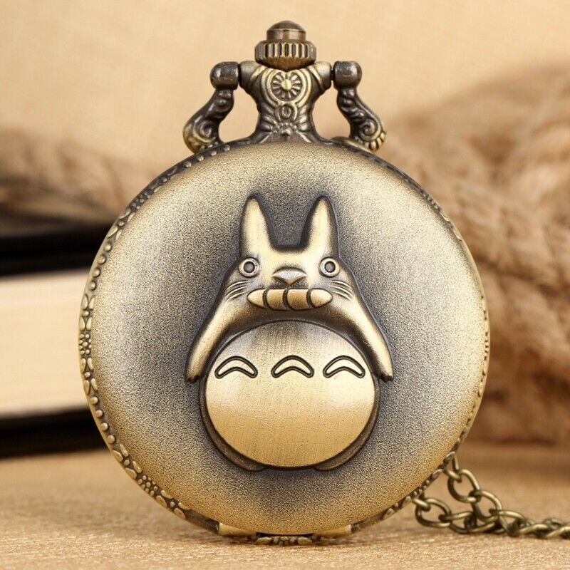 Steampunk Totoro Design Men Women Quartz Pocket Watch Necklace Pendant