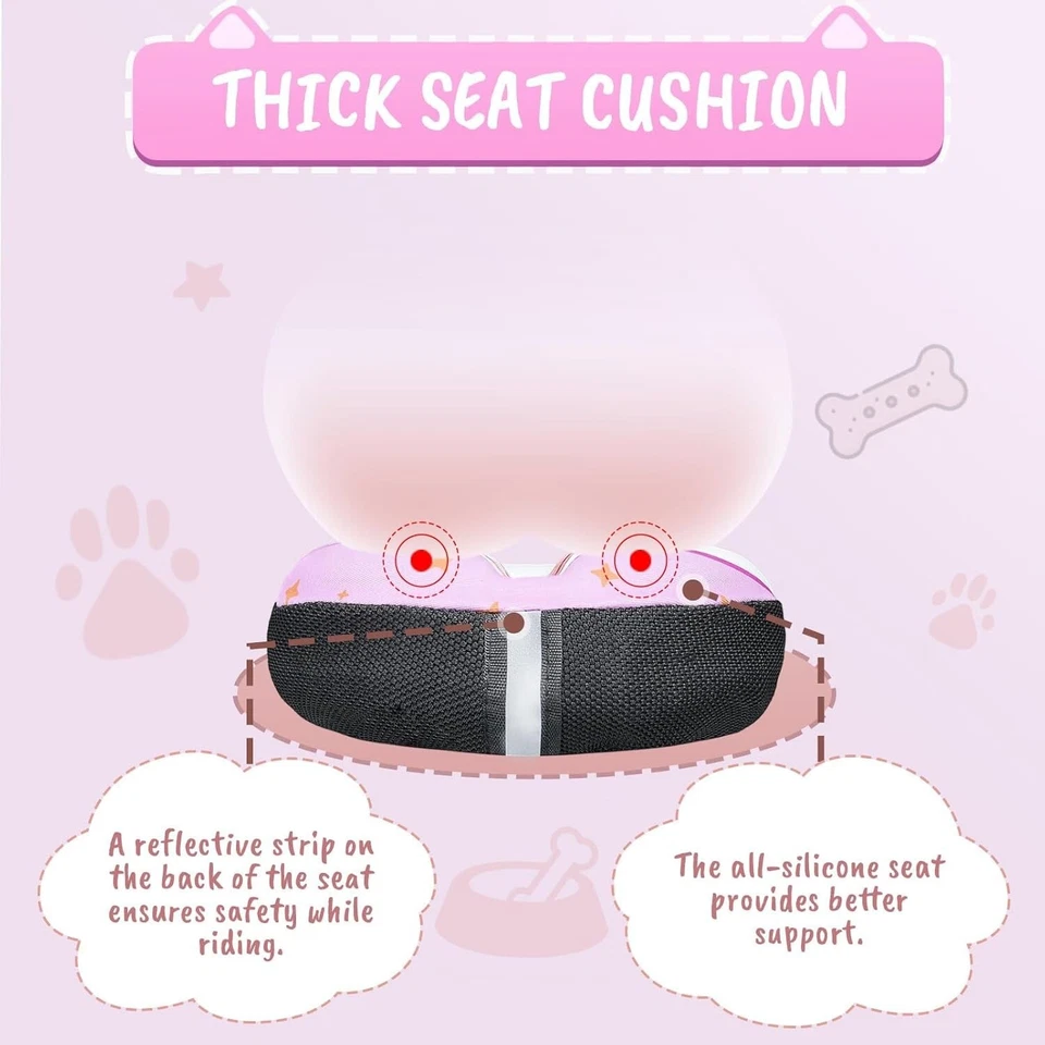 Cojín de asiento de bicicleta para niños, funda acolchada de gel con estampado de personajes de anime, rosa y W Foto 3 de 4