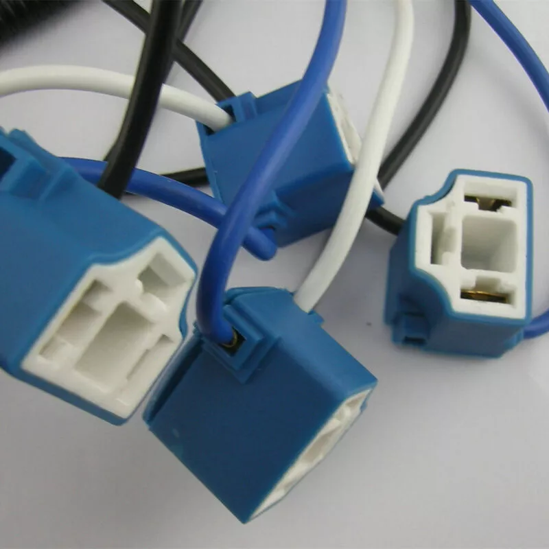 Ceramic H4 Headlight Relay Wiring Harness 4 Headlamp Light Bulbs Socket Plug Set — 第 3/4 张图片