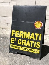 Insegna Bifacciale Targa Tabella Shell Distributore Benzina Cambio Olio