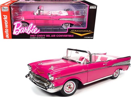 1957 Chevrolet Bel Air Convertible Pink Barbie Silver Screen Machines 1/18 Model - Picture 2 of 2