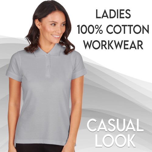 Womens Ladies Polo Shirt 100% Cotton 
