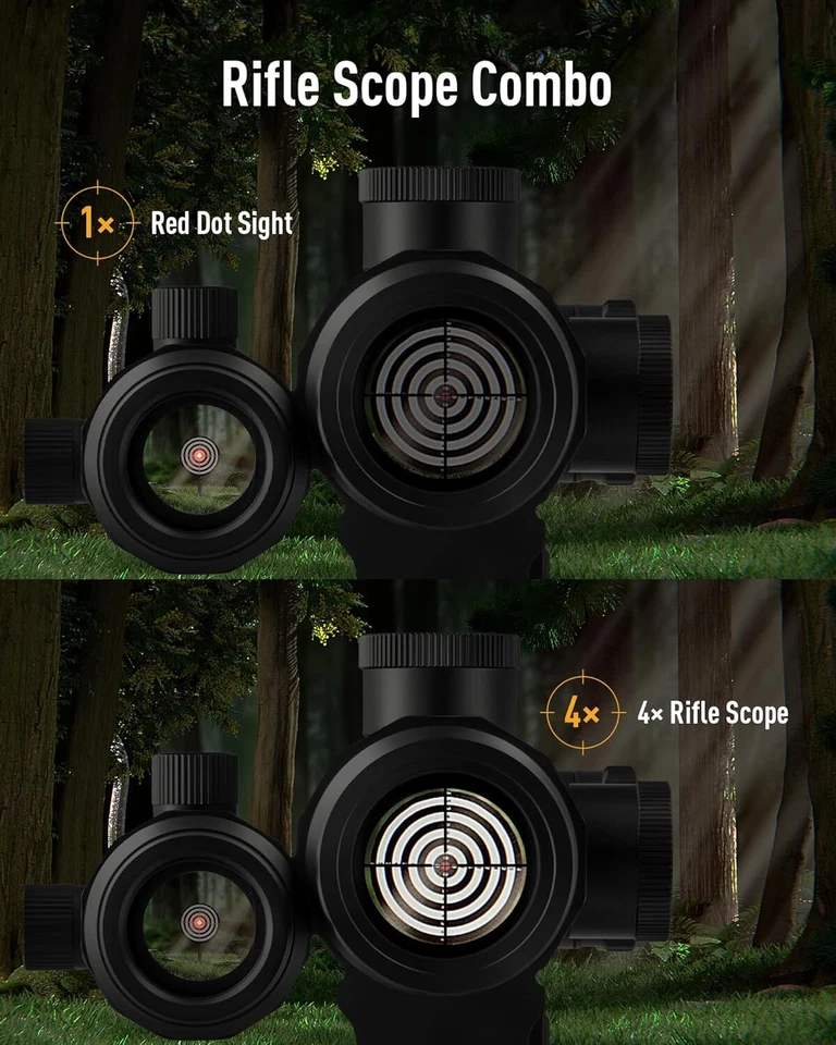 Mira para rifle y combo de punto rojo, mira para rifle 4X32 con mira reflectante, rojo y verde Ref Foto 4 de 4