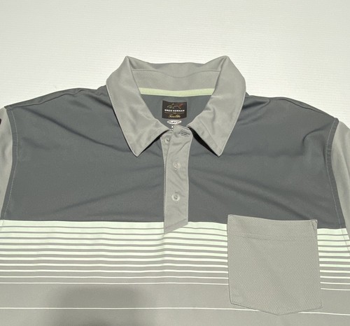 Greg Norman Men's XXL Gray Polo Golf Shirt Tasso Elba Play Dry Short Sleeve - Picture 2 of 5