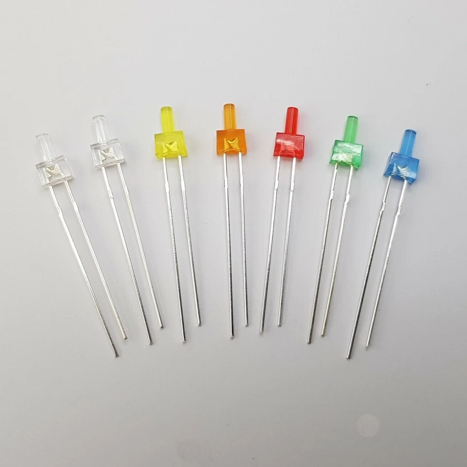 LED Tower 2mm langer Kopf Weiß Warmweiß Gelb Orange Rot Grün Blau E8/F8