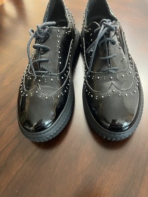 L'Estrosa Ankle Boots Italy Womens 40 Black Leather Studded  Lace Up  