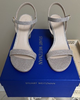 STUART WEITZMAN DANCER 75 BLOCK SANDAL, SIZE 8.5B, ROSE GOLD, NEW NEVER WORN