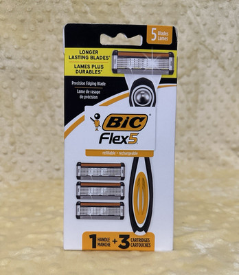 BIC Flex5 Men's Cartridge Razor Set 5-Blade Handle + 3 Cartridges