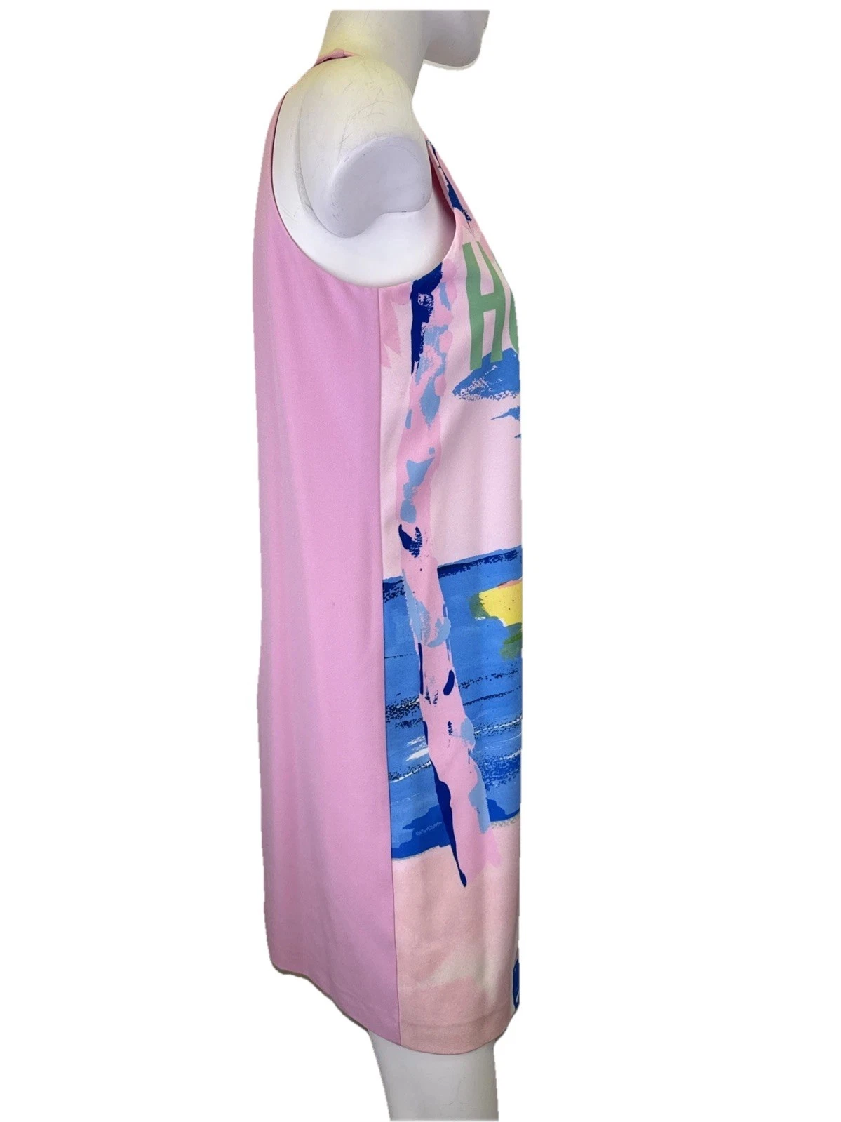 Boutique Moschino Holiday Mini Abito Cambio Senza Maniche Stampa Grafica Rosa 8