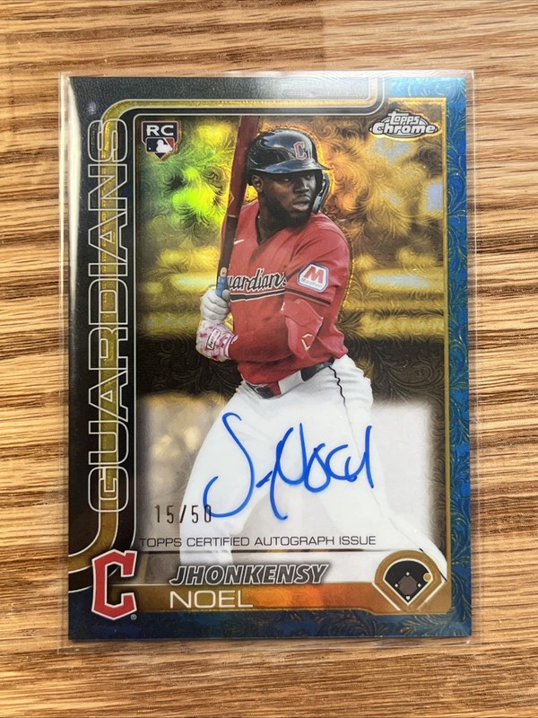 2025 Topps Chrome Gold Auto Jhonkensy Noel Blue Refractor /50 RC