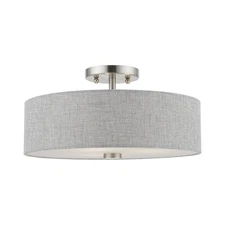 Livex Lighting 46743 Dakota 3 Light 15"W Flush Mount Drum Ceiling - Brushed