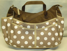 Cheeky Tummy Diaper Nappy Bag Purse Changing Pad Brown White Polka Dots Pockets