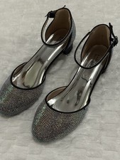 Badgley Mischka Evening Glittering Bead and Crystal Strappy Low Pump Size:4