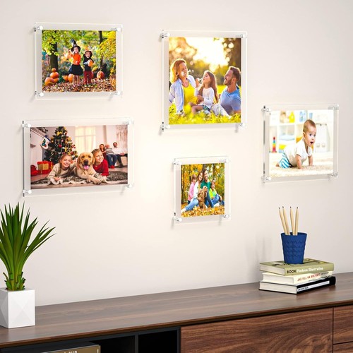 Confezione da 3 cornici da parete in acrilico senza cornice - perfette per laurea o opere d'arte - Foto 4 di 10