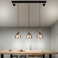 HäNgeleuchte Holzlampe Pendellampe Esstischleuchte 5 Flammig Schwarz E27 L 95 Cm