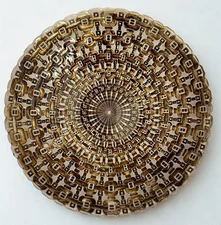 Metallic Embossed Centerpiece Bowl Gold Brown Textured Decor