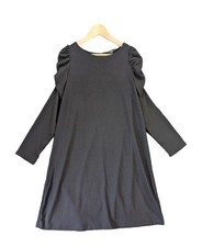 Next Black Ruched Puff Sleeve Shift Dress Size UK 10 Mini Keyhole NWT Work Smart