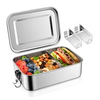 Edelstahl Brotdose Bento Box 2 FäCher Lunchbox 1400Ml Kinder Erwachsene Picknick