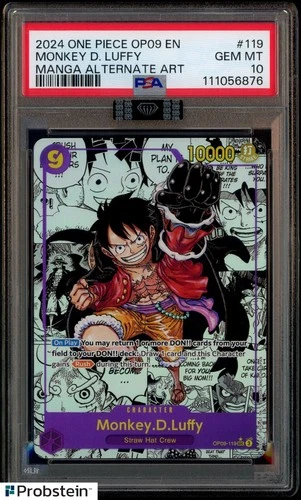 2024 One Piece TCG OP-09 EN #119 Monkey.D.Luffy Manga Alternate Art PSA 10 MBA