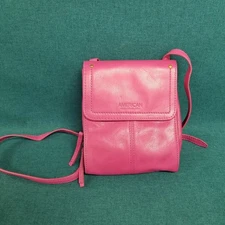 American Leather Co. Kinsley Hot Pink Leather Crossbody Bag Purse