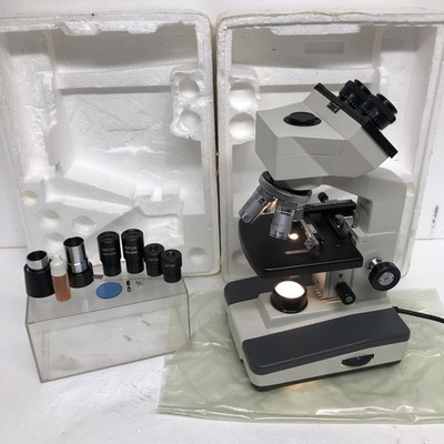 Binocular Compound Microscope W/ Accessories & Sleeve Tested/Working