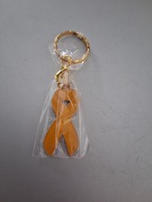 MS/Leukemia Awareness orange ribbon key-ring, gold plated, made in USA