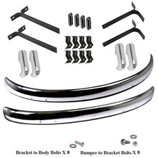 Vw Bug 1955-67 Front And Rear Cal Bumper Blade Kit Wbrackets Hardware Euro