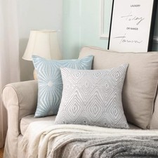 2 Pack Decorative Throw Pillow Covers Geometric Jacquard Cushion Covers, 18x18in