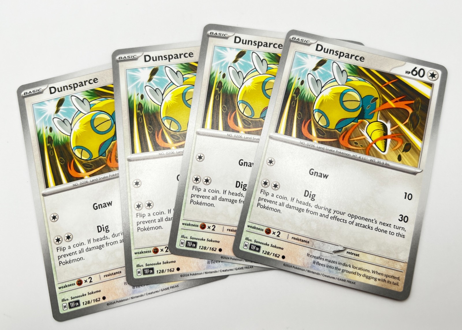 Dunsparce 128/162 x4 4x Pokémon Card 2024 Temporal Forces Playset