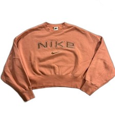 Nike Sportswear Oversized Crop Crewneck Sweatshirt Womens Small Embroidered Logo