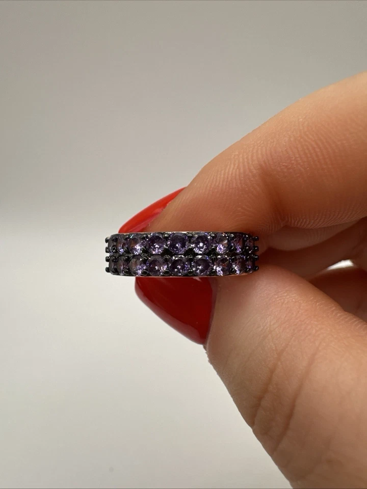 14CT ROLLED Rose Gold Bonded Ring – Smokey Amethyst Cluster Band – Size N UK - Image 3 of 4