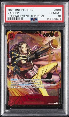 2025年 ワンピースカードゲーム Yasopp PSA 10 2025 ONE PIECE PROMOS OFFICIAL EVENT TOP PRIZE #013 YASOPP PSA 10