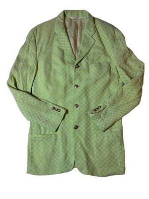 Versus Versace Green Checker Textured Blazer Medusa Buttons Italy Size 36 flaw