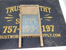 Vintage Columbus Washboard Co. Dubl Handi Travel Size Wood Washboard 18" X 8.5"