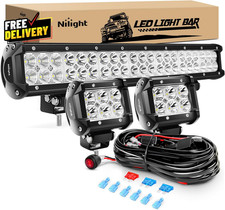 ZH002 20Inch 126W Spot Flood Combo off Road Led Light Bar 2PCS 18W 4Inch LED...