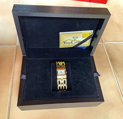 Yves Camani Rivado Damenuhr, Quarz Goldfarben,Box+Papiere, mit Echtholzschatulle