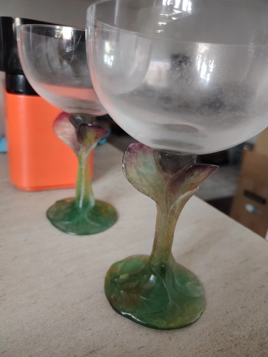 Verres à Vin Daum En Pâte De Verre - Modèle Mimosa En Cristal - Très Bon état (prix à La Pièce)